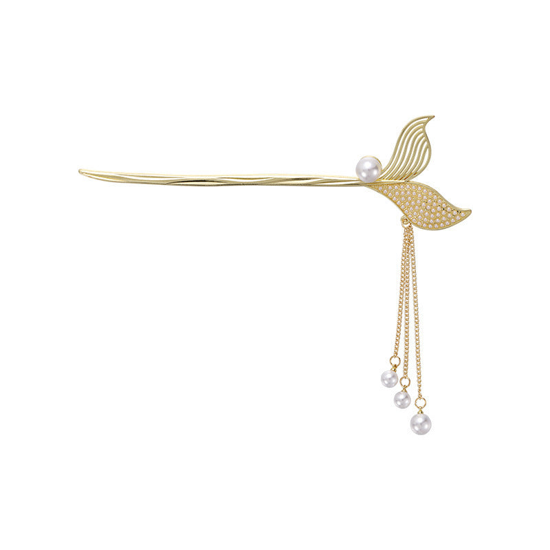 Mermaid Tail Tassel Hairpin Pearl Rhinestone