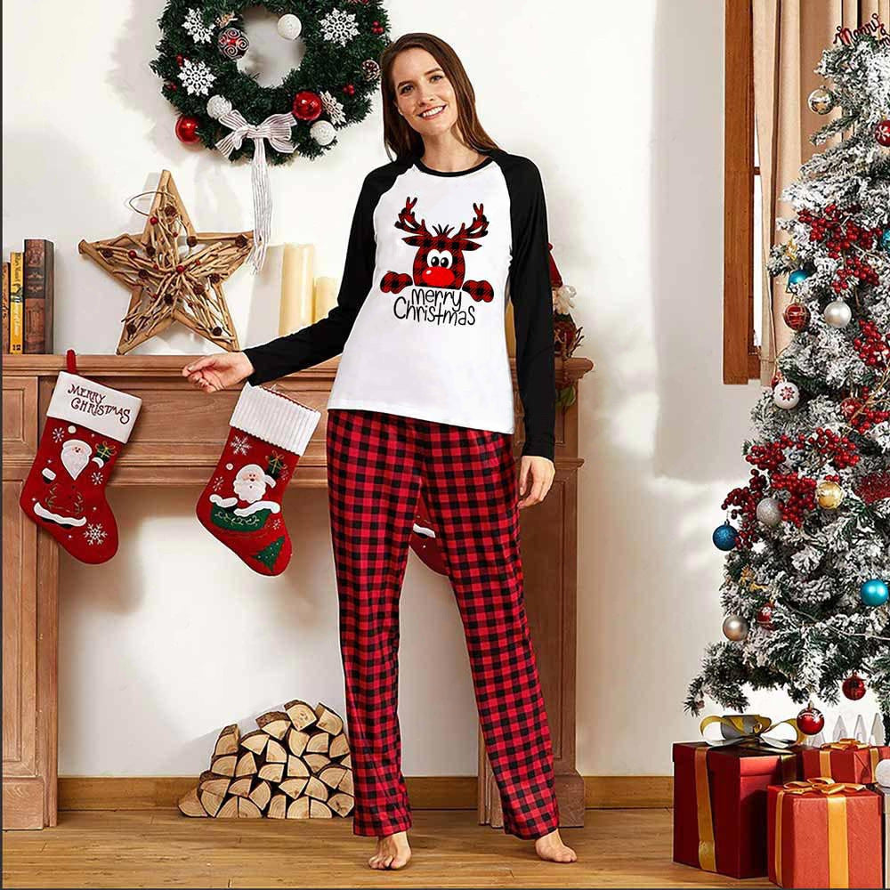 Family Christmas Pajamas Matching Sets Christmas Sleepwear Parent-Child Pjs Outfit For Christmas Holiday Xmas Party Hanzuva