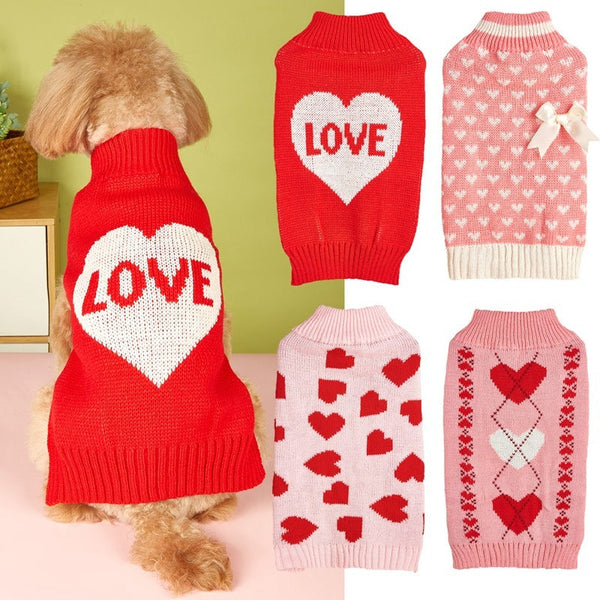 Fashion Personality Bow Love Heart Dog Sweater Hanzuva