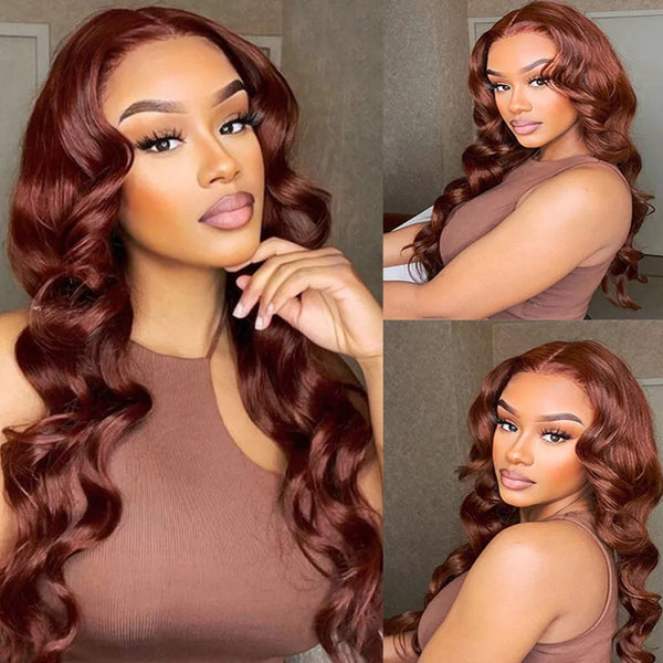 Front Lace Wig Red Long Curly Hair Big Wave Hanzuva