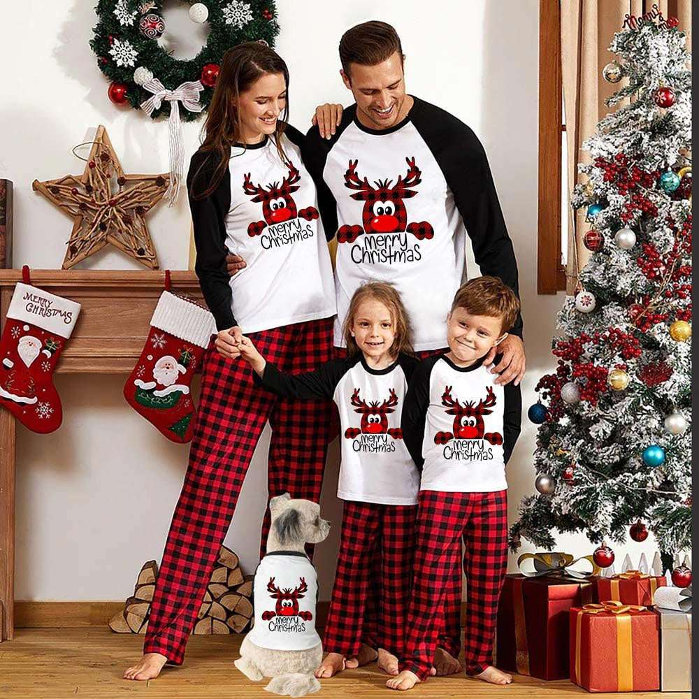 Family Christmas Pajamas Matching Sets Christmas Sleepwear Parent-Child Pjs Outfit For Christmas Holiday Xmas Party Hanzuva