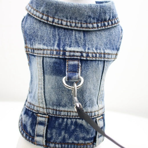 Traction Denim Vest Two-leg Clothing Small Dog Vest Pet Clothes Hanzuva