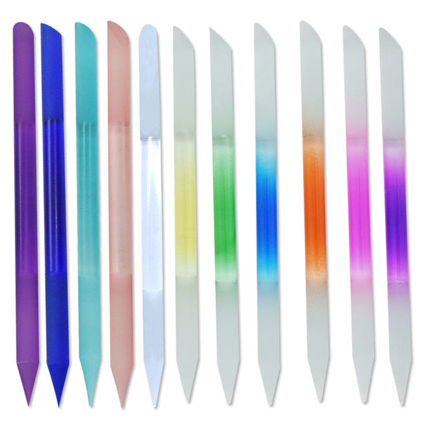Full-color Cylindrical Glass Nail File Manicure Implement Manicure Household Double-headed Nail-free Hanzuva