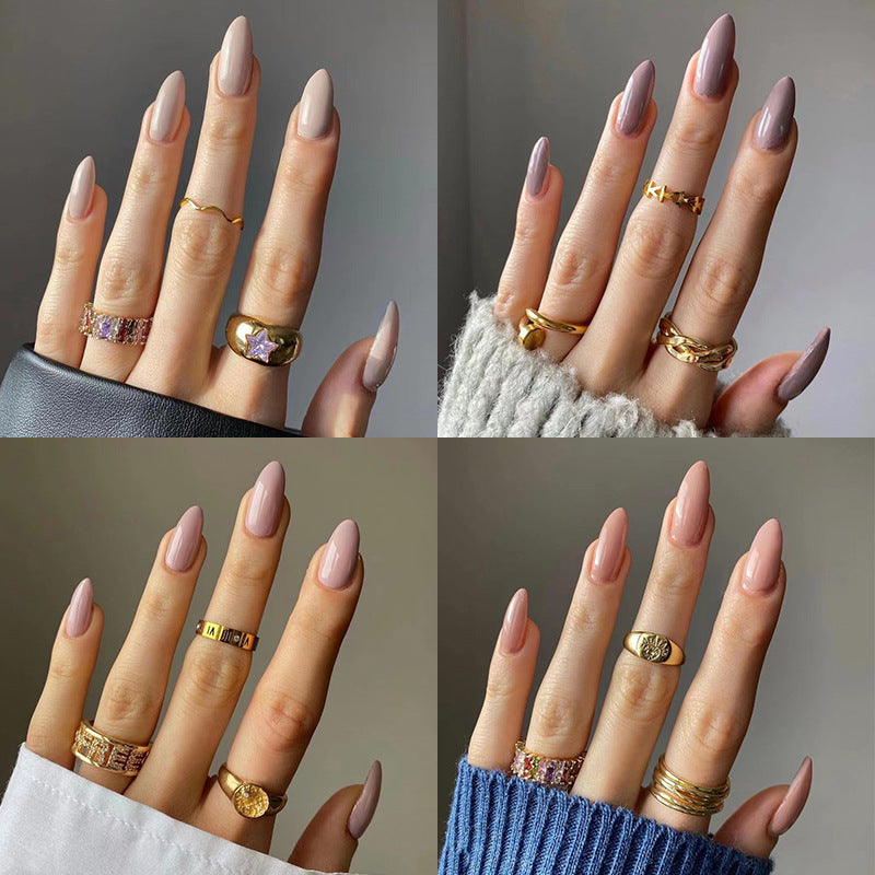 Wear Armor Mid-length  Solid Color Nail Shaped Piece