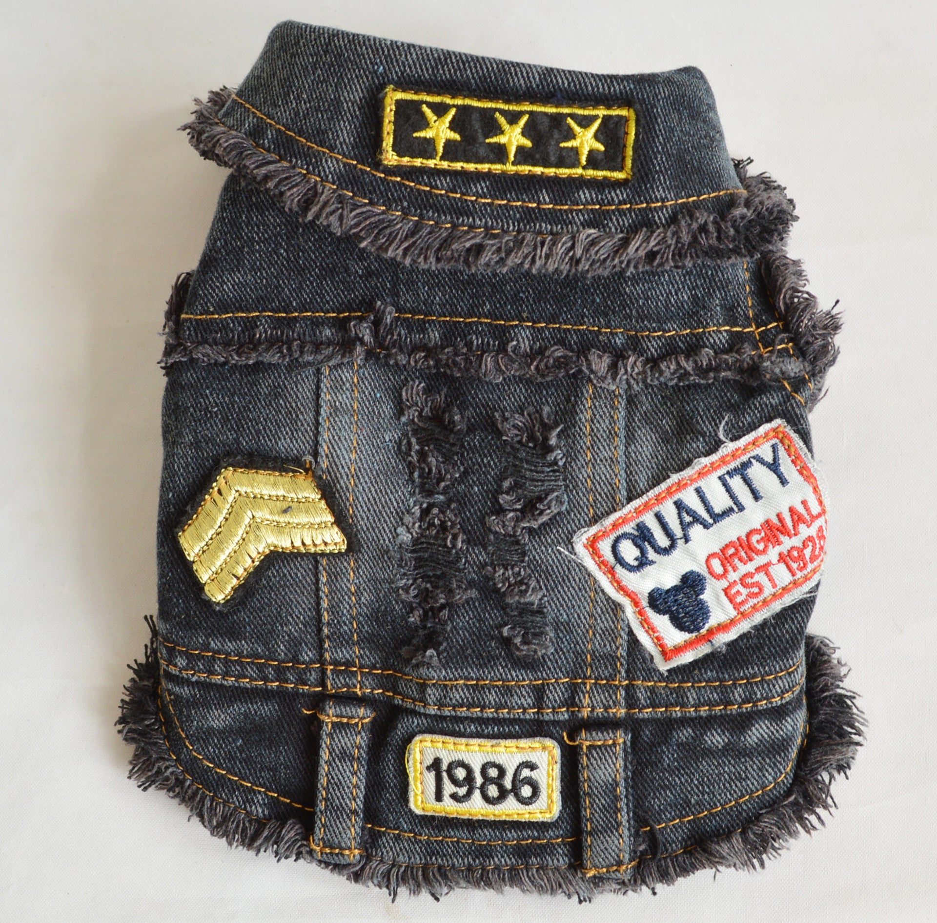 Dog clothes sand wash denim vest