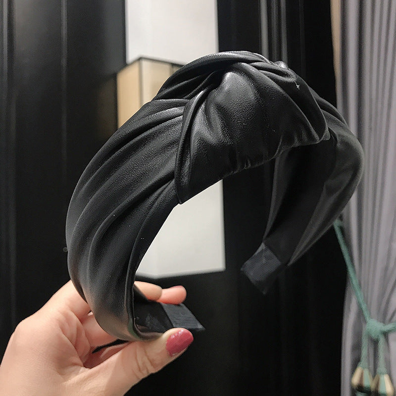 PU imitation leather knotted headband