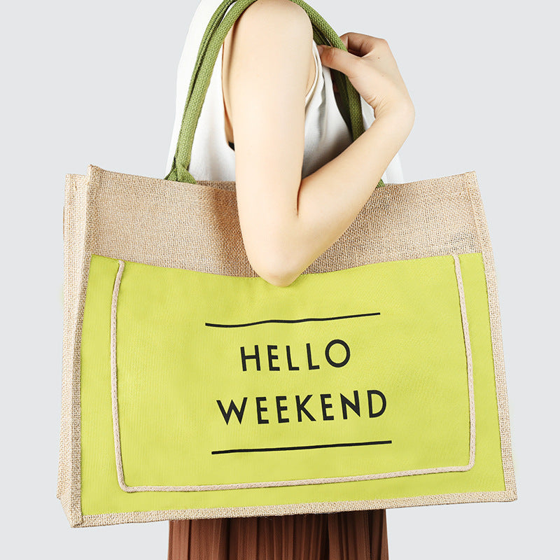 Jute button tote Hanzuva