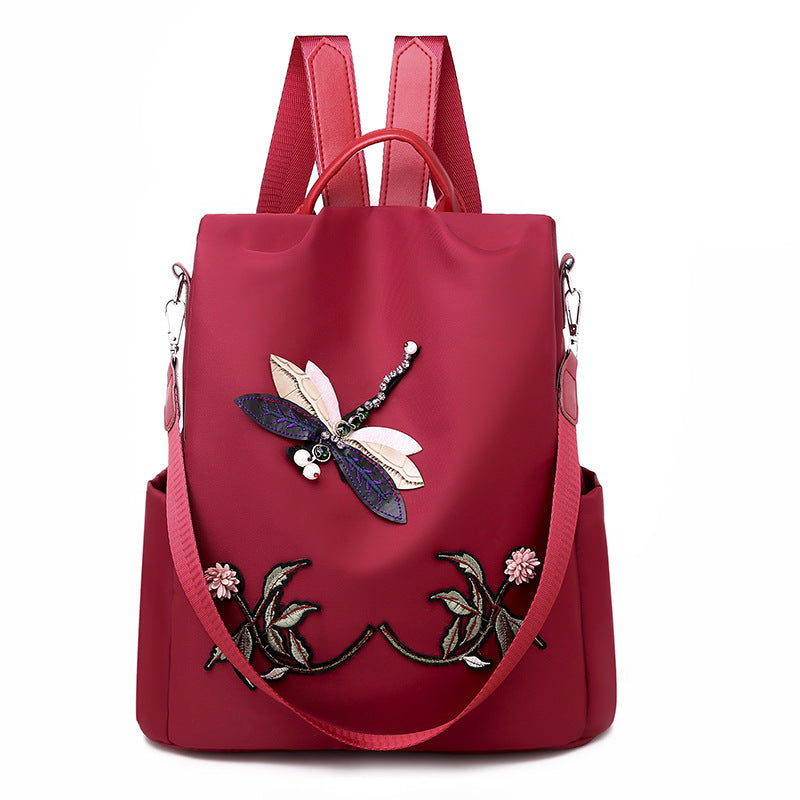 Oxford cloth embroidered Dragonfly Travel Backpack Hanzuva