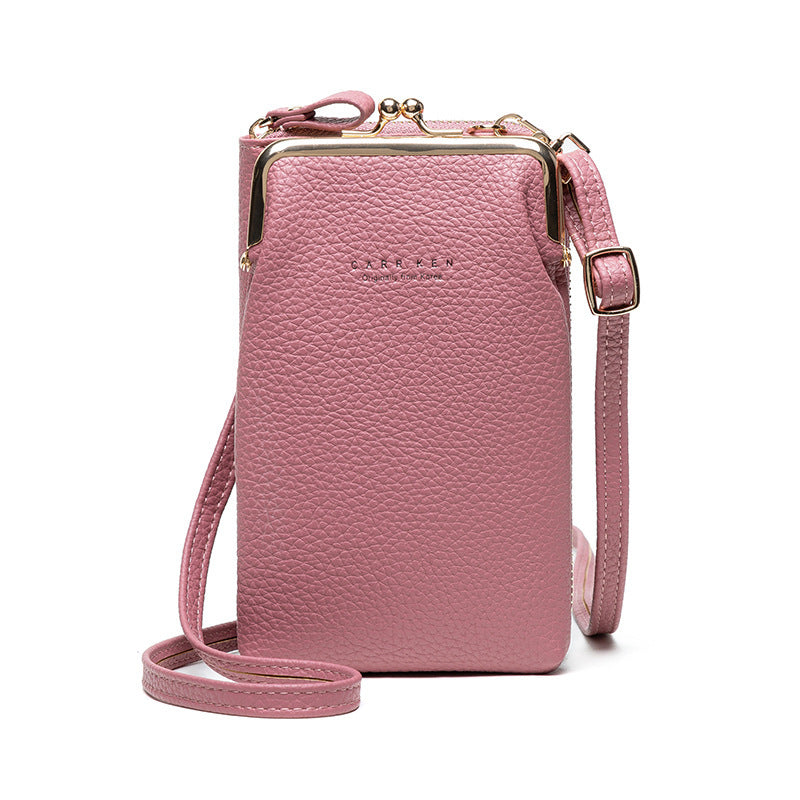 Fashion Lychee Pattern Solid Color Diagonal Shoulder Bag Hanzuva