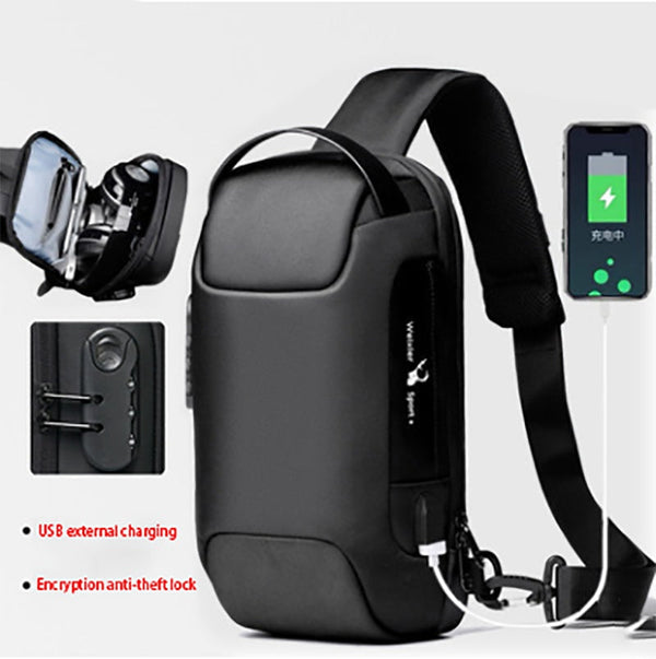 Waterproof USB Anti-theft Bag Men Oxford Crossbody Shoulder Bag Sling Multifunction Short Travel Messenger Chest Pack Hanzuva