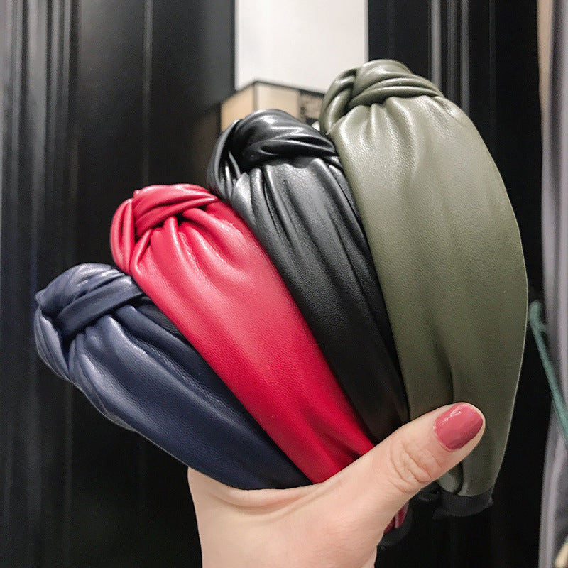 PU imitation leather knotted headband