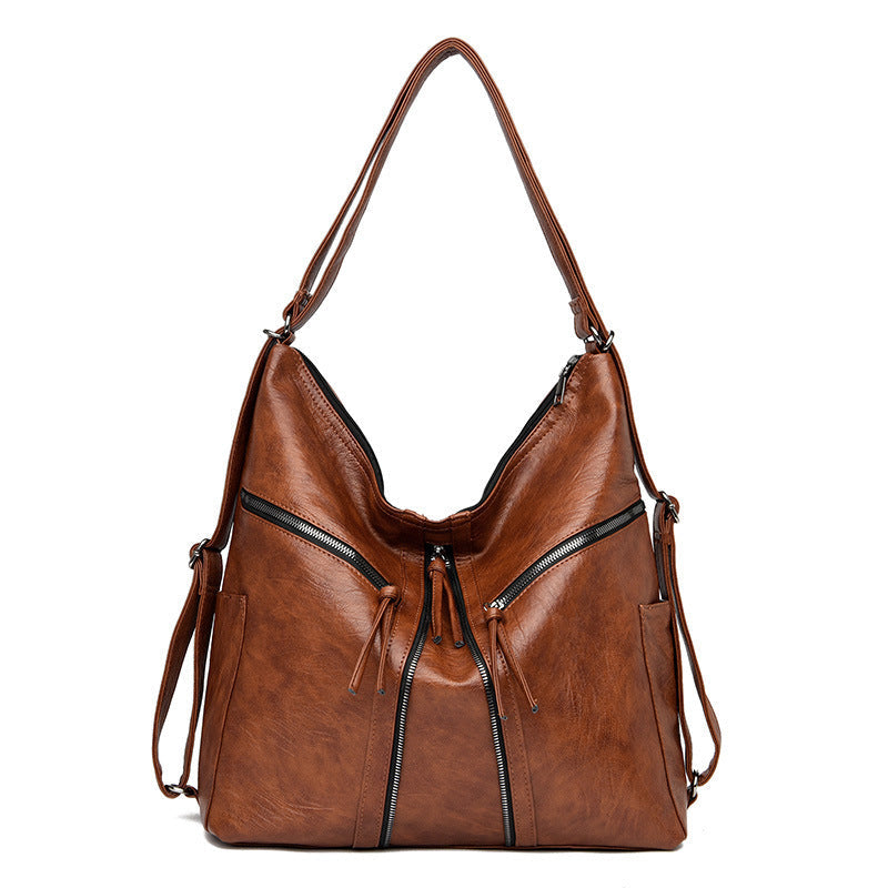 Soft Leather Versatile Leisure Shoulder Bag Multifunctional Backpack Hanzuva