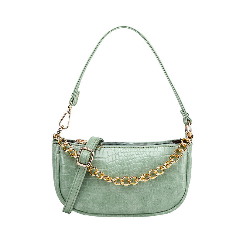 Solid color leather chain underarm bag Hanzuva