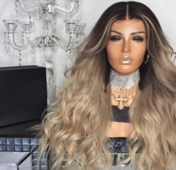Wig dyeing mid-length long curly hair big wave Hanzuva