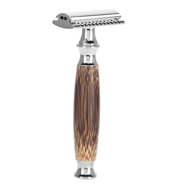 Double Edged Safety Razor with Long Natural Bamboo Handle Experience A Better Shave Grand slam Friendly Male Grooming Hanzuva