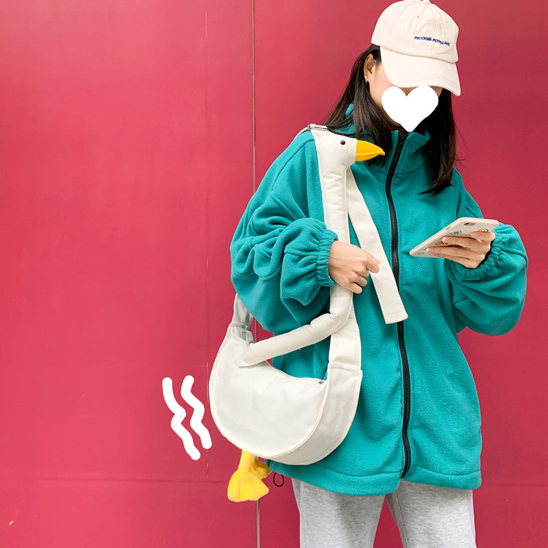 Cute Duck Head Canvas Bag Female  Funny Cute Ugly Duck Bag Student Messenger Bag