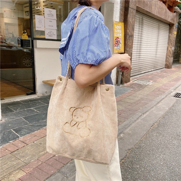 Corduroy embroidered shoulder bag Hanzuva