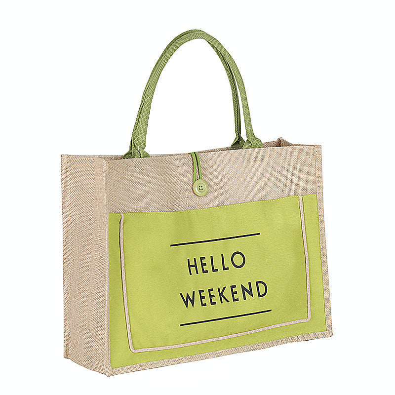 Jute button tote Hanzuva