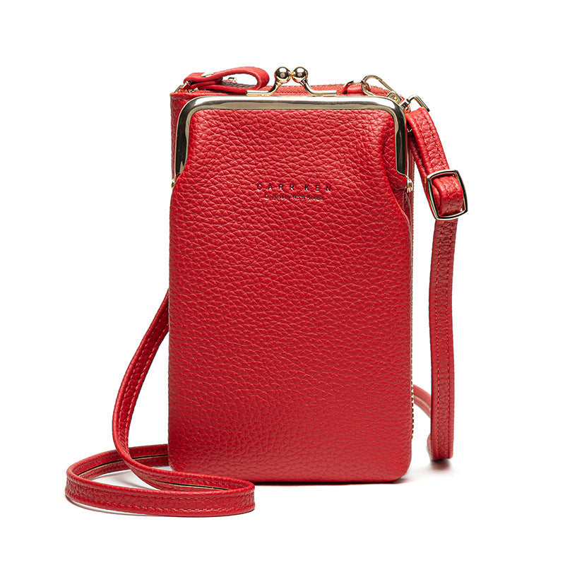 Fashion Lychee Pattern Solid Color Diagonal Shoulder Bag Hanzuva