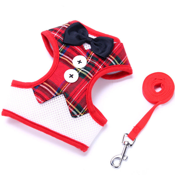 Dog leashes Small dog Teddy vest-style bow evening dress chest straps Pet supplies Hanzuva