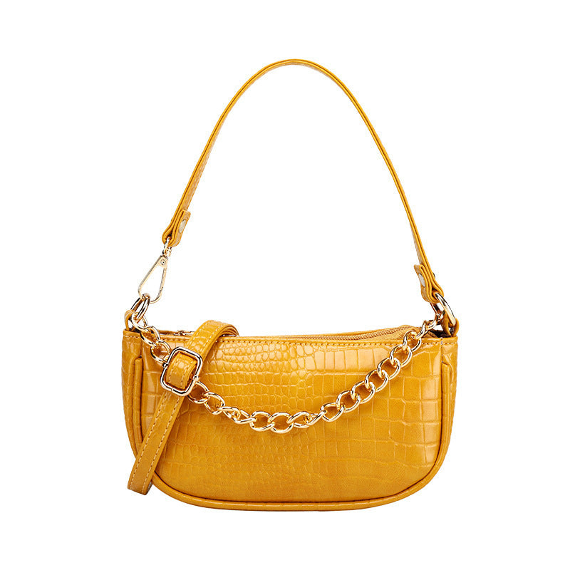 Solid color leather chain underarm bag Hanzuva