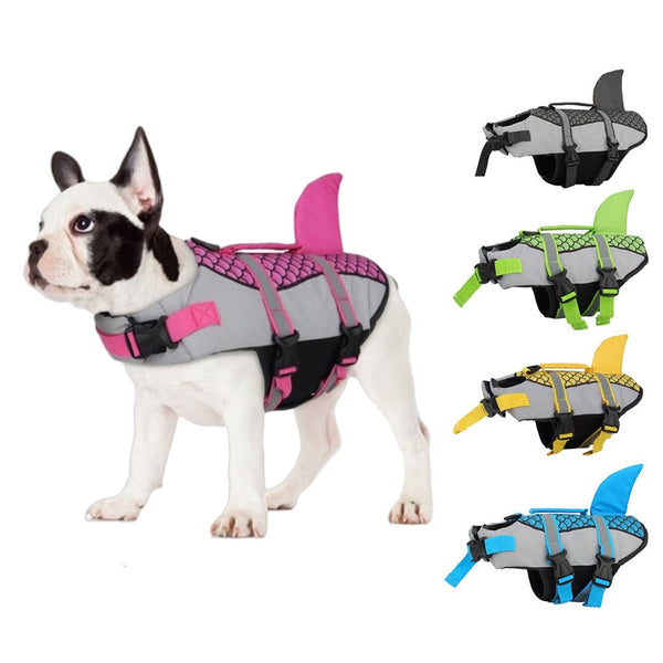 Swim Pet Dog Life Jacket Vest Clothes Life Vest Collar Harness Pets Swimming Summer Swimwear Scales Shark Pet Products Hanzuva