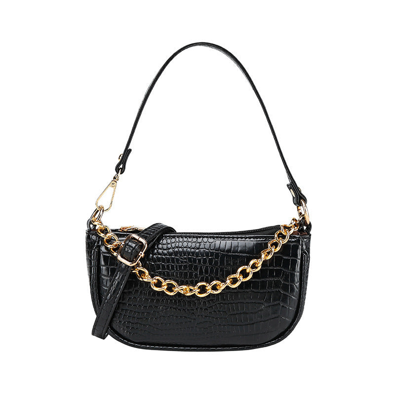 Solid color leather chain underarm bag Hanzuva