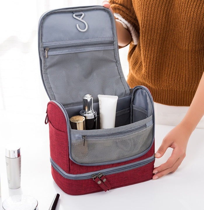 New cationic waterproof large capacity cosmetics dry and wet wash bag two-layer cosmetic bag Hanzuva