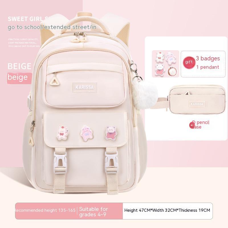 Girls' Waterproof Backpack Wear-resistant Large Capacity
