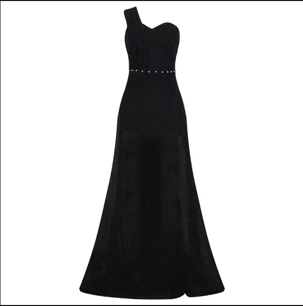Women's Clothing One-shoulder Sleeveless Bronzing Split Dress Hanzuva