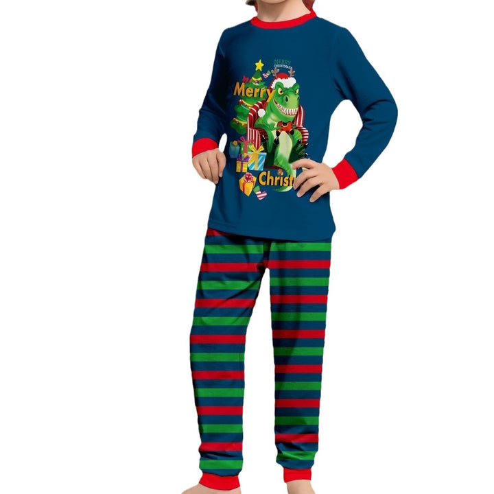 Tyrannosaurus Letter Christmas Tree Printing Parent-child Suit Pajamas Hanzuva