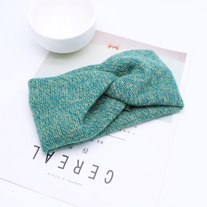 Woven Knitted Turban Headband Sweet And Versatile Wide-brim Headdress