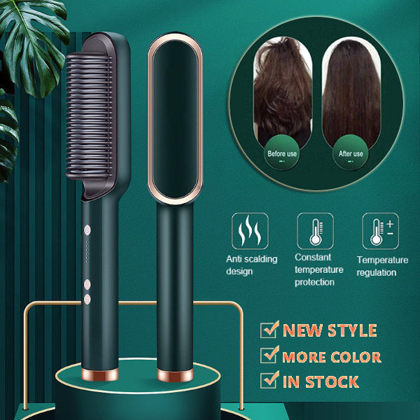 New 2 In 1 Hair Straightener Hot Comb Negative Ion Curling Tong Dual-purpose Electric Hair Brush Hanzuva