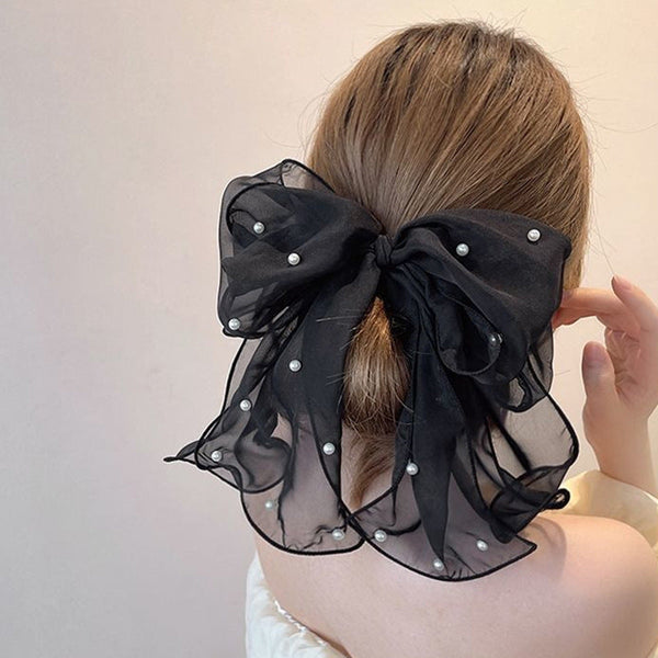 Big Lace White High-grade Hair Accessories Female Back Head Spring Clip Headdress Hanzuva