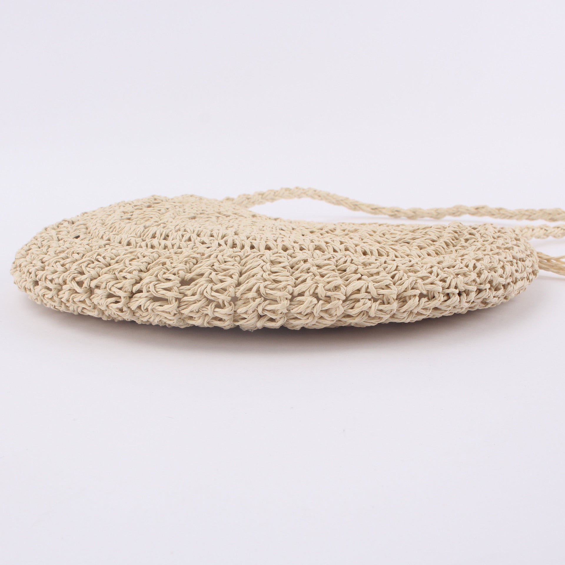 Women's Hand Crocheted Round Straw Tassel Crossbody Woven Bag
