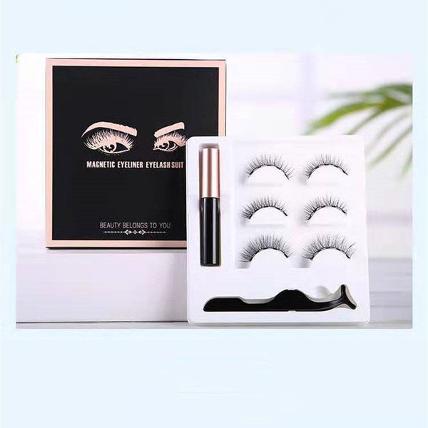 Magnetic Eyeliner Eyelash Set Natural Thick Magnet False Hanzuva