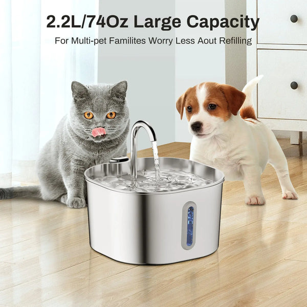 Stainless Steel Smart Pet Water Dispenser Automatic Circulation Large Capacity Hanzuva