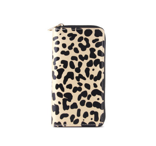 Cow Pattern Ladies Wallet PU Long Zipper