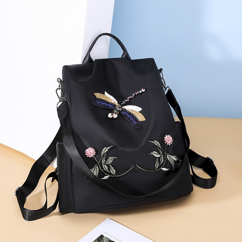 Oxford cloth embroidered Dragonfly Travel Backpack Hanzuva