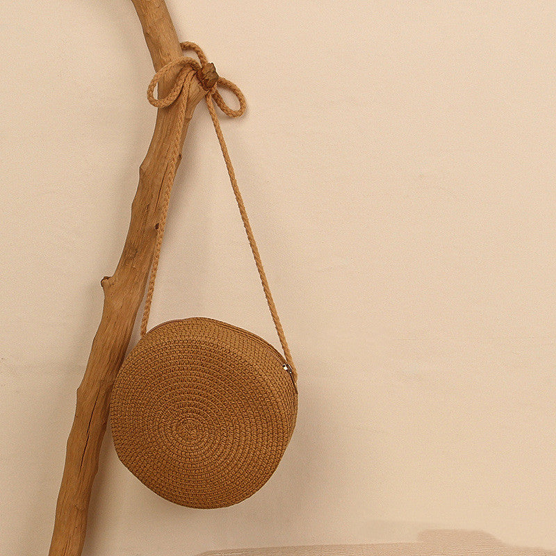Solid Color Straw Phone Bag For Women