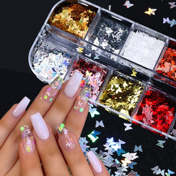 Symphony butterfly sequin nail decoration Hanzuva