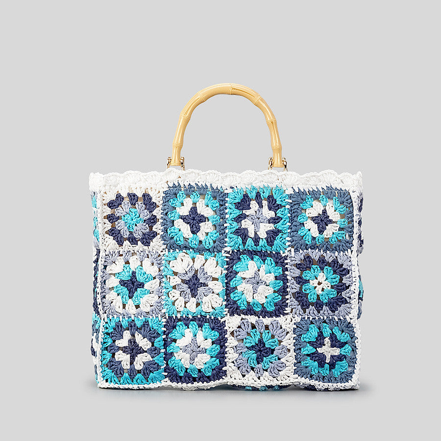 Grandmother Contrasting Color Grass Woven Bag Women's Bamboo Festival