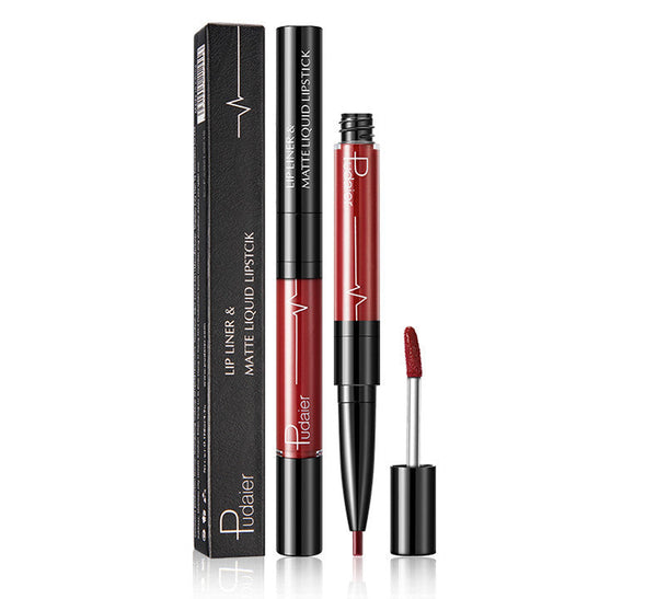 Pudaier Matte Lip Gloss Lip Liner 2 in1 Maquiagem Profissional Completa Agate Red Lip Tint Plumper Tattoo Makeup liquid Lipstick Hanzuva