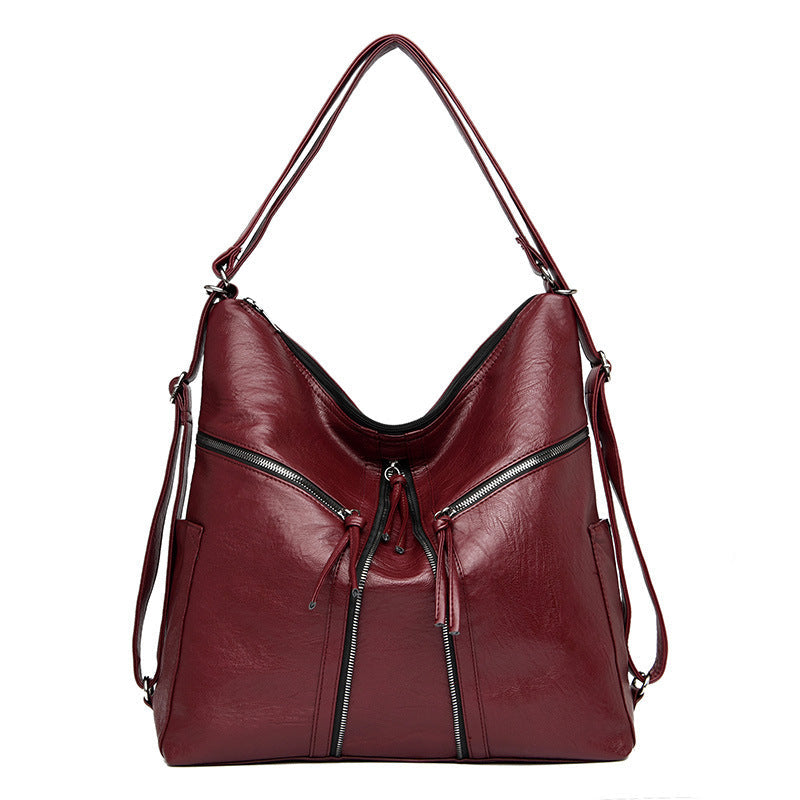 Soft Leather Versatile Leisure Shoulder Bag Multifunctional Backpack Hanzuva