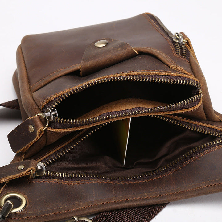 The new crazy horse leather satchel BAG BAG retro vintage leather leather purse bag man Hanzuva