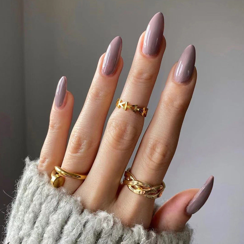 Wear Armor Mid-length  Solid Color Nail Shaped Piece