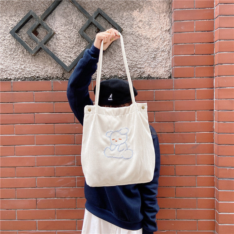 Corduroy embroidered shoulder bag Hanzuva
