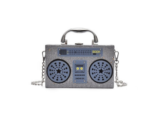 Sequins box bag radio handbag bright surface Harajuku wind Messenger bag Hanzuva