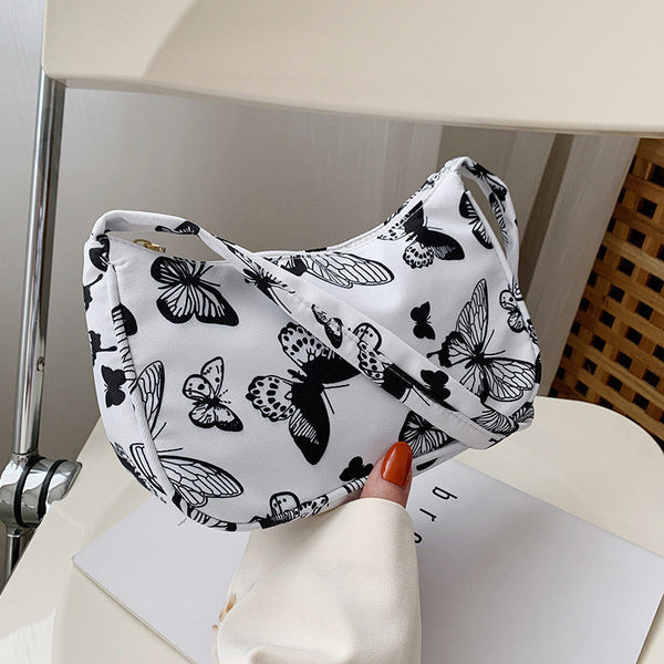 Women Handbag Butterfly Cow Leopard Printed Pattern Underarm Bags Small Shoulder Bag Hanzuva