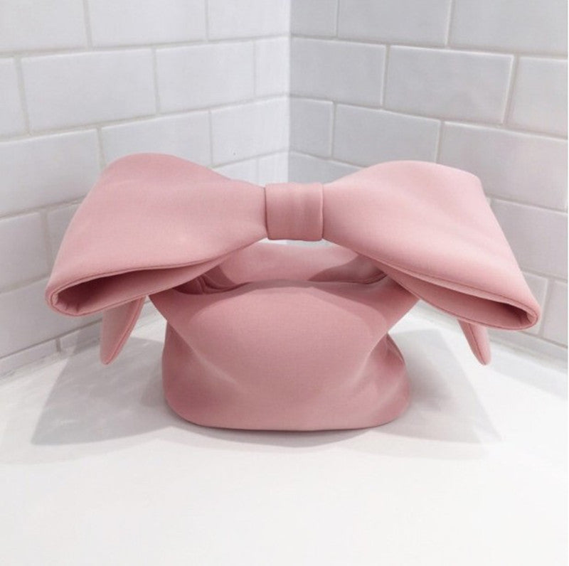 Concave Shape Cute Bow Space Cotton Handbag Hanzuva